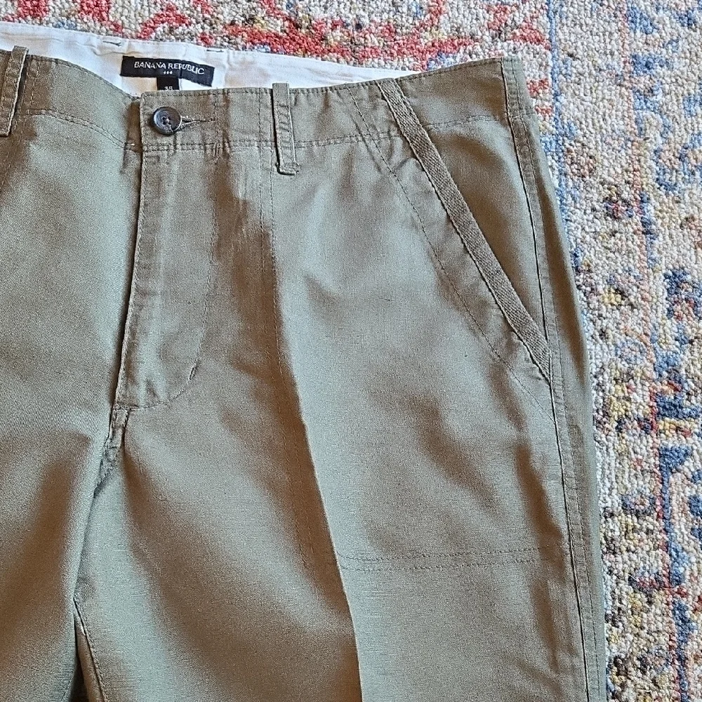 Banana Republic linen & cotton olive khaki green men's casual pants